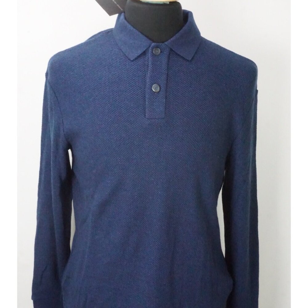 Giorgio Armani Black Label Blue 100% Cashmere 1/4 Btn Woven Sweater Sz 48 NEW